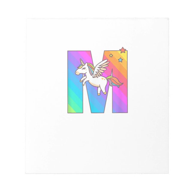 Bloc-note Lettre Monogramme Licorne M Initiale Filles Mignon (Devant)