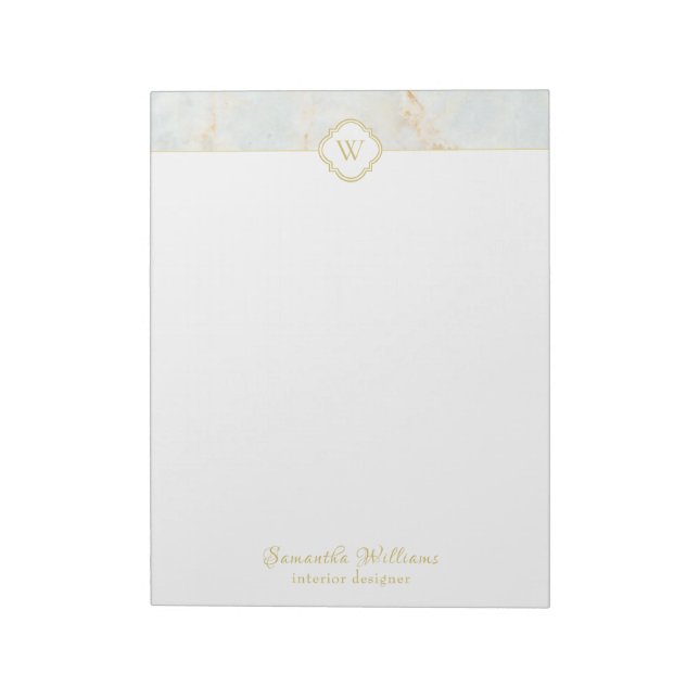 BLOC-NOTE LETTRE MONOGRAPHIQUE MARBRE ÉLÉGANT VERT BLANC NOY (Tourné)
