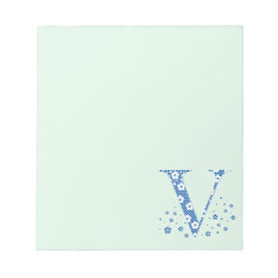 Bloc-note Lettre Motif aux fleurs V(rouge)