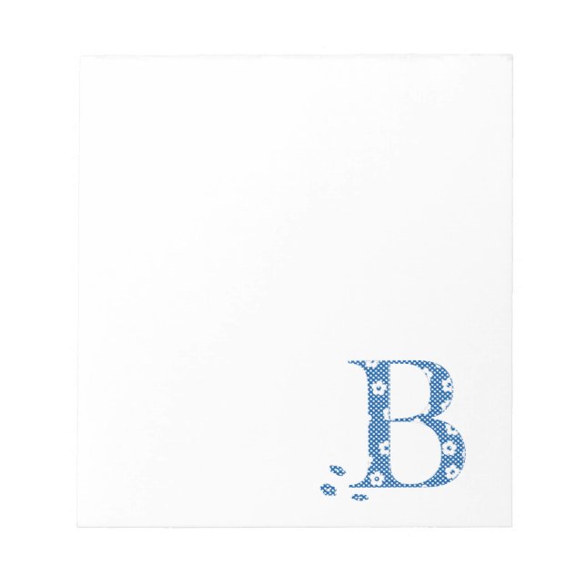 Bloc-note LETTRE Motif Fleur B(bleu) (Devant)