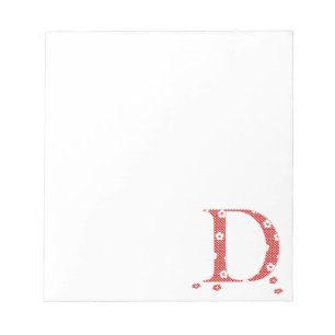 Bloc-note LETTRE Motif Fleur D(rouge)