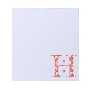 Bloc-note LETTRE Motif Fleur H (rouge)