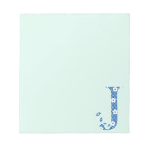 Bloc-note LETTRE Motif Fleur J (bleu)
