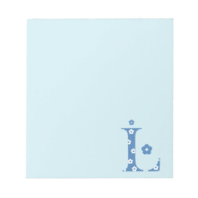 Bloc-note LETTRE Motif Fleur L(bleu) (Devant)