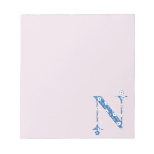 Bloc-note LETTRE Motif Fleur N(bleu)