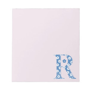 Bloc-note LETTRE Motif Fleur R(bleu)