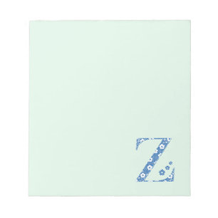 Bloc-note LETTRE Motif Fleur Z (bleu)
