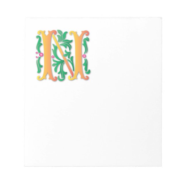 Bloc-note Lettre N Monogramme Fleur de lis (Devant)