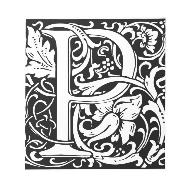 Bloc-note Lettre P Monogramme médiéval Art Nouveau (Devant)