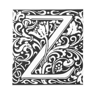 Bloc-note Lettre Z Monogramme Médiéval Initiale Vintage