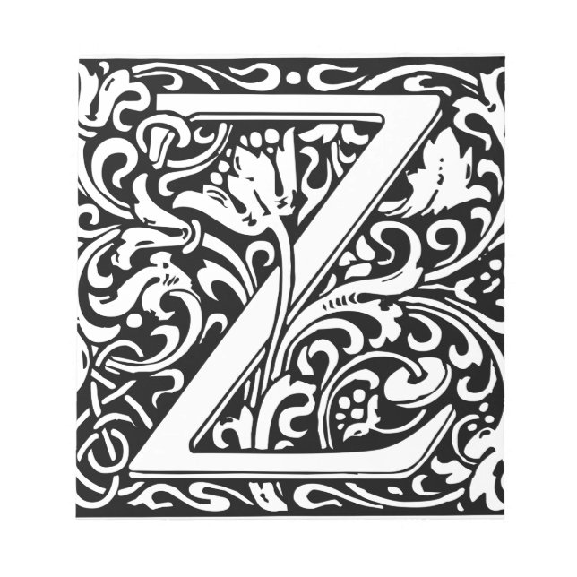 Bloc-note Lettre Z Monogramme Médiéval Initiale Vintage (Devant)