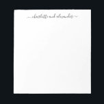 Bloc-note Lettres de script minimaliste Couples personnalisé<br><div class="desc">Bloc-notes minimaliste avec lettres de script personnalisé Couples</div>