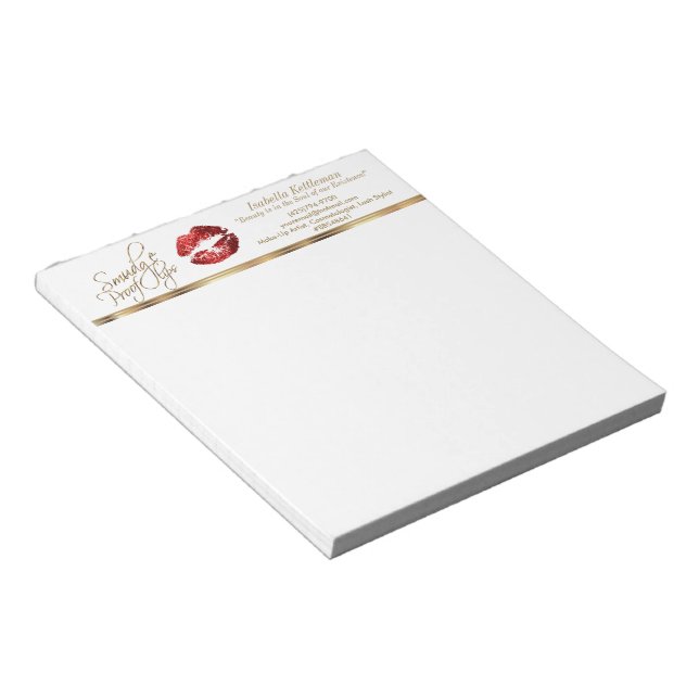 Bloc-note Lèvres à Parties scintillant rouge (Incliné)