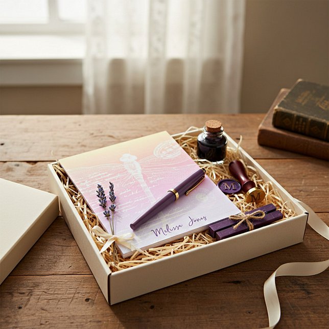 Bloc-note Libellule personnalisée avec dégradé pastel (Créateur téléchargé)