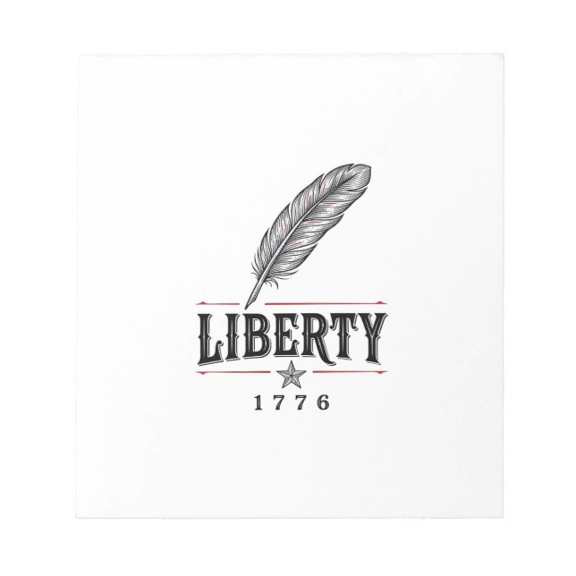 Bloc-note Liberté 1776 Dessin vectoriel de plume patriotique (Devant)