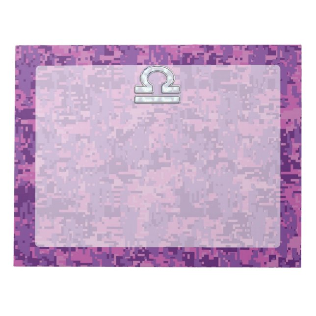 Bloc-note Libra Zodiac Symbol Fuchsia Pink Digital Camo (Devant)