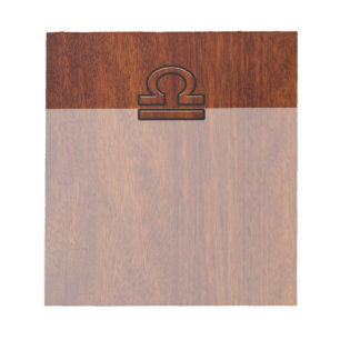 Bloc-note Libra Zodiac Symbol on mahogany style print