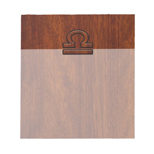 Bloc-note Libra Zodiac Symbol on mahogany style print (Devant)