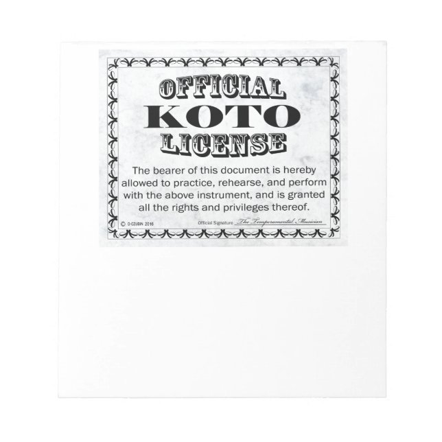 Bloc-note Licence Koto (Devant)