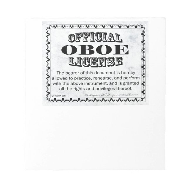 Bloc-note Licence Oboe (Devant)