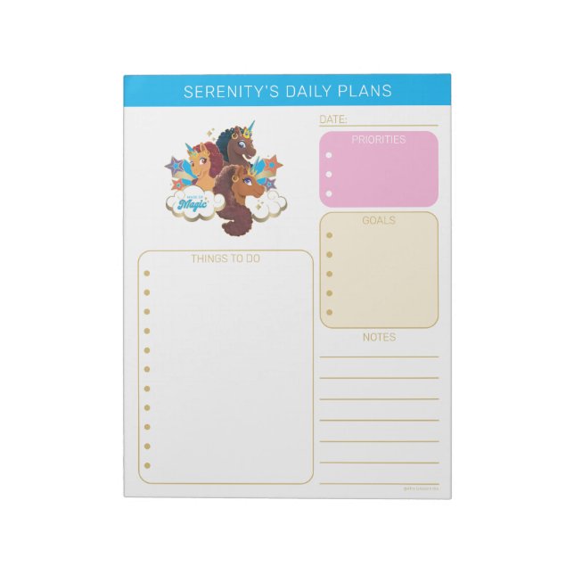 Bloc-note Licorne Afro « Faite de Magie » Design Trio (Tourné)