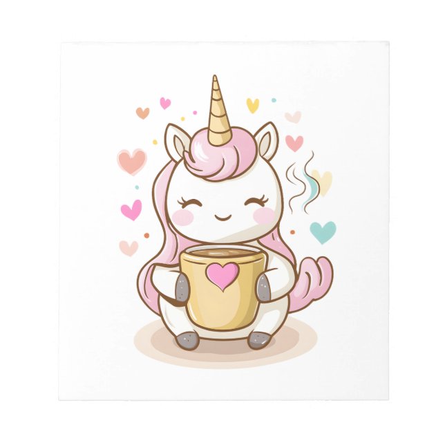 Bloc-note Licorne Amoureuse de Café (1) (Devant)