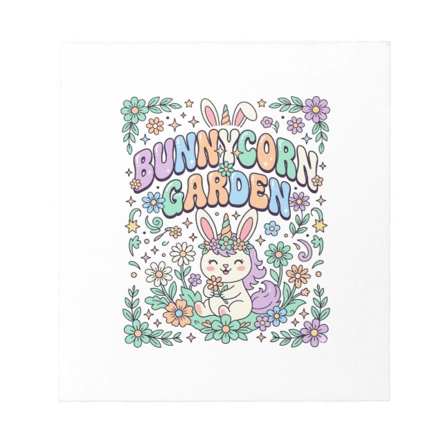 Bloc-note Licorne Bunnycorn Jardin Kawaii Typographie Design (Devant)