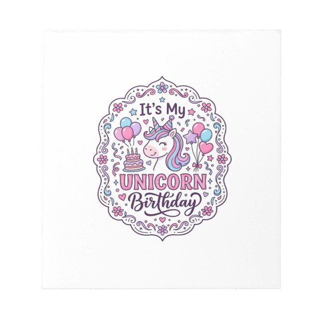Bloc-note Licorne C'est Mon Anniversaire De Licorne T Shirt  (Devant)
