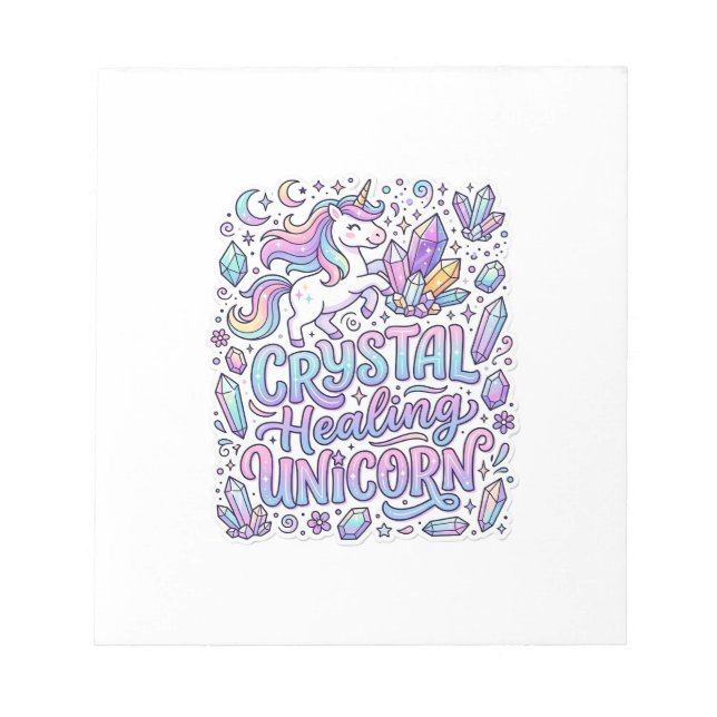 Bloc-note Licorne Cristal Guérison Cadeau Licorne Idée Vecto (Devant)