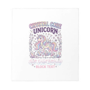 Bloc-note Licorne Crystal Core Licorne Adorable Vector Desig