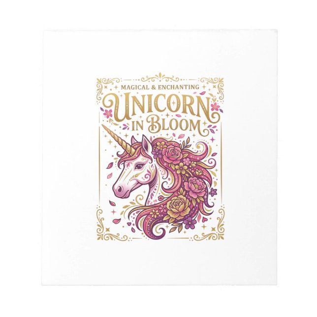 Bloc-note Licorne en fleurs design élégant Zazzle_1 (Devant)