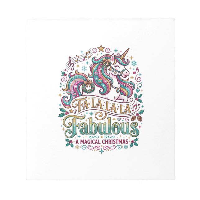 Bloc-note Licorne Fa La La La Fabuleux Fond Blanc Mignon (Devant)