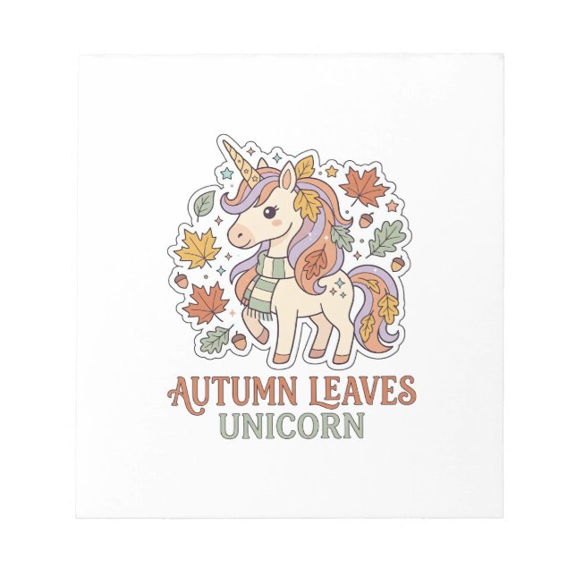 Bloc-note Licorne Feuilles D'automne Licorne Conception Grap (Devant)
