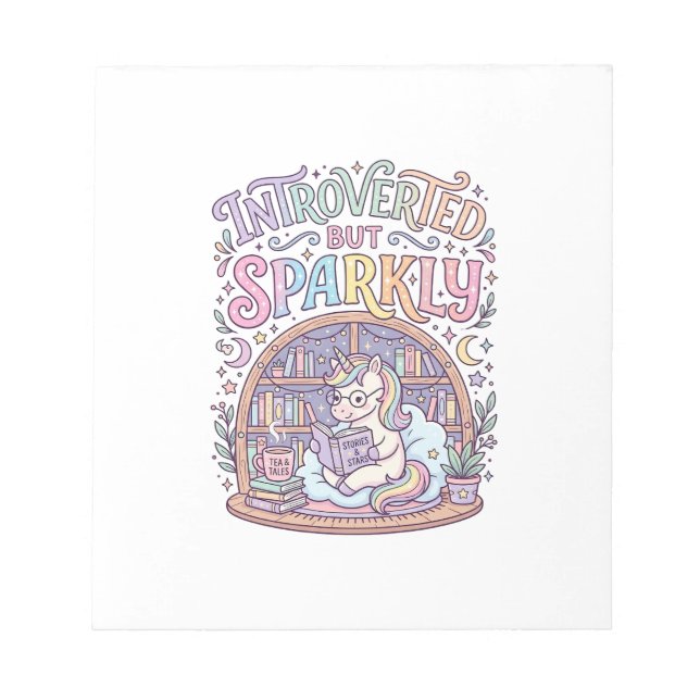 Bloc-note Licorne Introvertie mais Originale Blanche Étincel (Devant)