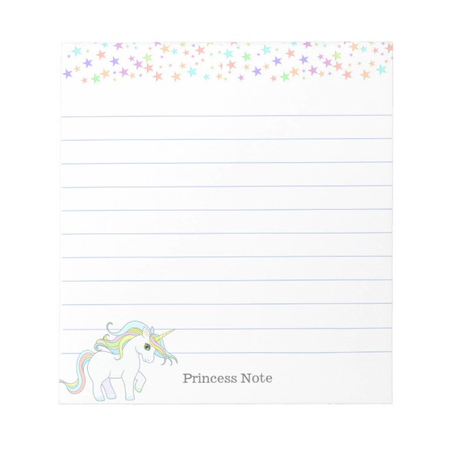 Bloc-note Licorne magique mignonne et étoiles pastel multico (Devant)