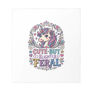 Bloc-note Licorne Mignonne mais Légèrement Féroce Fond Blanc