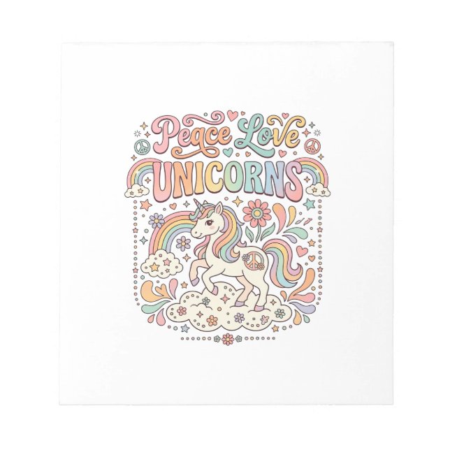 Bloc-note Licorne Paix Amour Licornes Conception de vecteur  (Devant)
