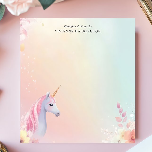 Bloc-note Licorne Pastel Aquarelle Personnalisée (Créateur téléchargé)
