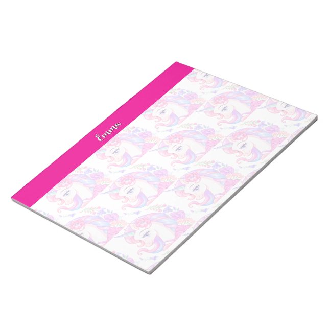 Bloc-note licorne & personnalisez votre nom  (Incliné)