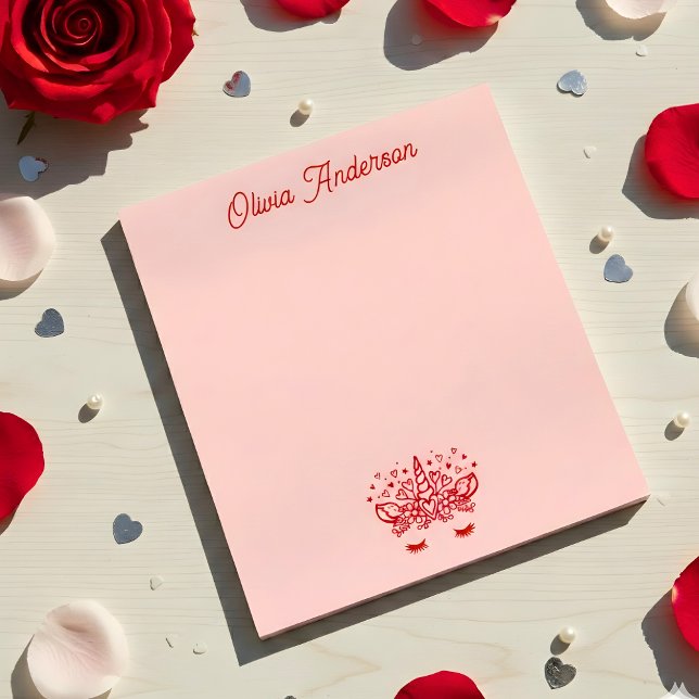 Bloc-note Licorne rouge de la Saint-Valentin Enfants Jour de (Créateur téléchargé)