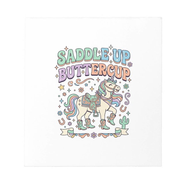 Bloc-note Licorne Sellez Buttercup Kawaii Typographie Desi (Devant)