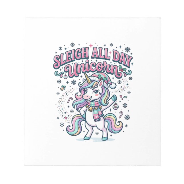 Bloc-note Licorne Traîneau Toute La Journée Licorne Envoûtan (Devant)