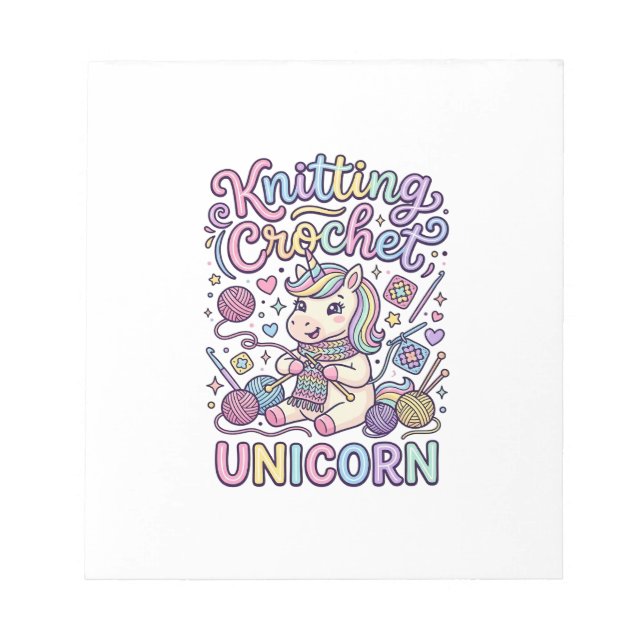 Bloc-note Licorne Tricot Crochet Licorne Charmant Fond Blanc (Devant)
