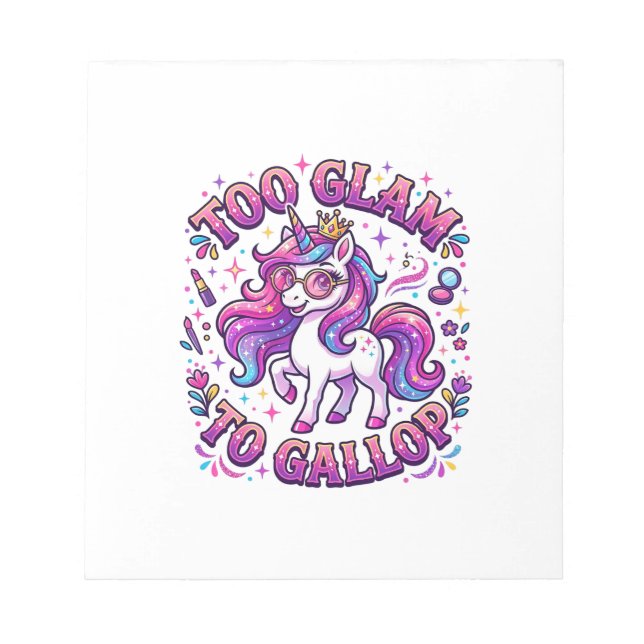 Bloc-note Licorne Trop Glamour pour Galoper Impression sur D (Devant)