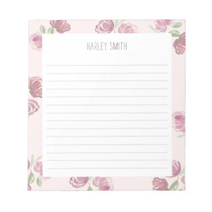 Bloc-note Light Pink Floral Lined Notepad