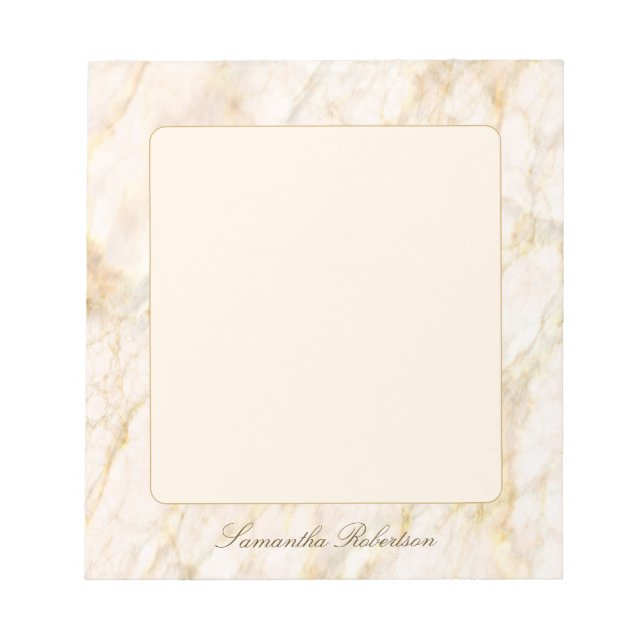 Bloc-note Light Pink Gold Brown Elegant Marble Custom Name (Devant)