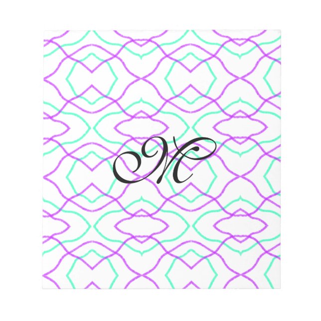 Bloc-note Lignes ondulées simples bleu violet aquarelle ajou (Devant)