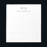 Bloc-note Lignes simples et modernes de monogramme en couple<br><div class="desc">Bloc-notes simple et moderne avec deux monogrammes à pointes</div>