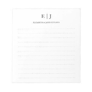 Bloc-note Lignes simples et modernes de monogramme en couple