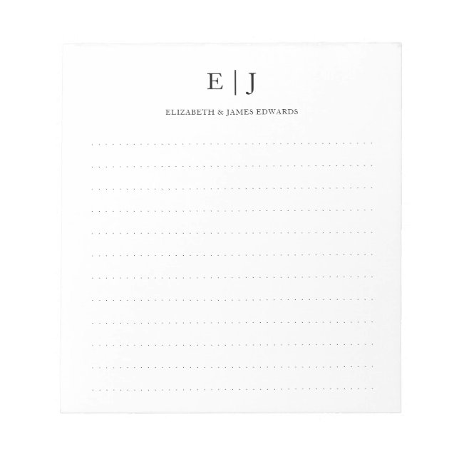 Bloc-note Lignes simples et modernes de monogramme en couple (Devant)